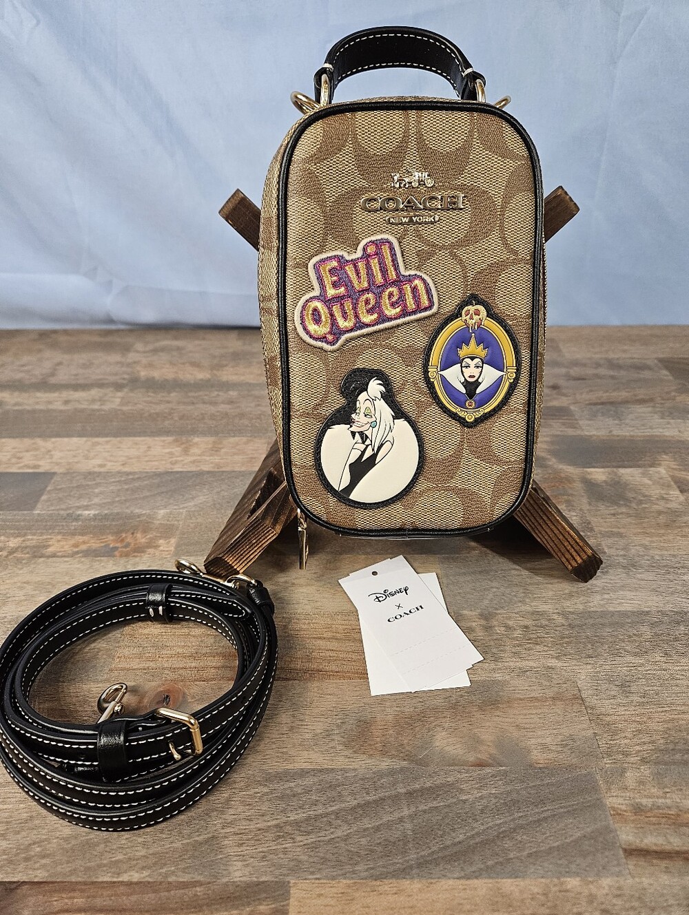 Coach X Disney Eva Phone Crossbody In Signature Canvas With Patches